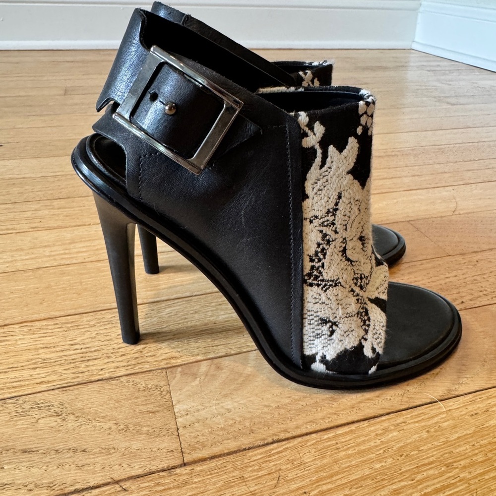 Tibi Black and White Heels with Slingback Design